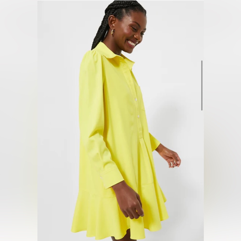 Tuckernuck Neon Yellow Crepe Callahan Shirt Dress - Picture 3 of 13